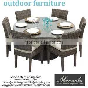 MMD889 Hotel Used Long Table With 6 Chairs Outdoor Rattan Dining Room Funiture thumbnail-1