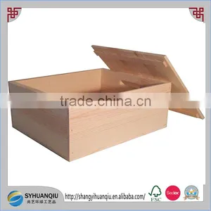 High Quality and Polished Pine Wood Storage Crate With Lid thumbnail-1
