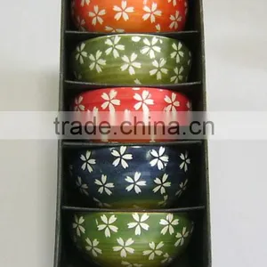 Janpanese Style Colorful Hand Printed Ceramic Soup Bowl thumbnail-1