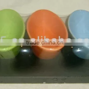 Set of 3 Boat Shaped Colorful Ceramic Oval Snack Plate thumbnail-1