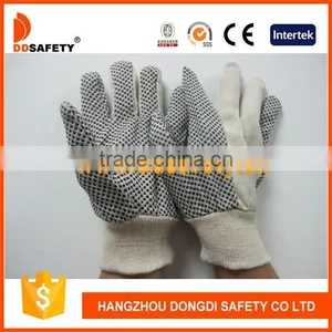 DDSAFETY 2017 Canvas Glove Knit Wrist Cotton Drill With Black Dots Working Safety Glove thumbnail-1