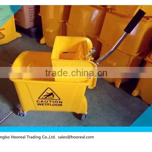 Heavy Duty Commercial Plastic Mop Bucket 20L W/ Wringer, Yellow - Commercial Grade For Hotel/Houstital/Housekeeping Cleaning thumbnail-2