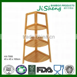 Bamboo Corner Bathroom Shelf With Three Layers thumbnail-1