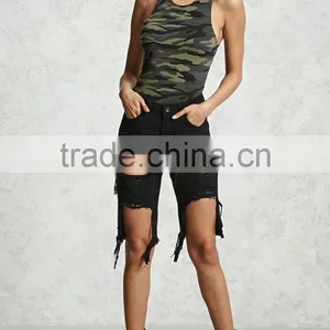 Adult Sexy Bodysuit Round Neckline Snap-button Closure Camo Print Bodysuit Thong thumbnail-5