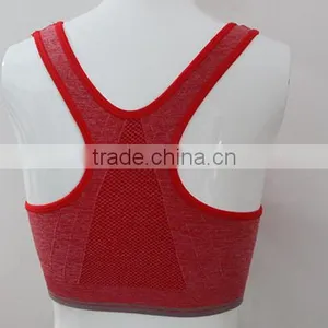 Women Red Sexy Sports Bra With Zipper in Front thumbnail-3