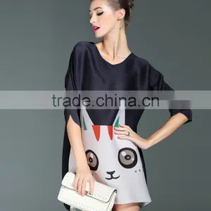 Lovely Cat Print Women Loose Custom Design Casual Dress thumbnail-3