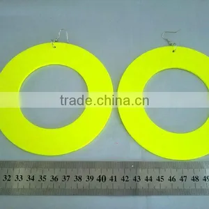 Hot Sale Fluorescent Hoop Earrings, Fashion Oversized Wood Earring, Fashion Wood Jewelry thumbnail-1