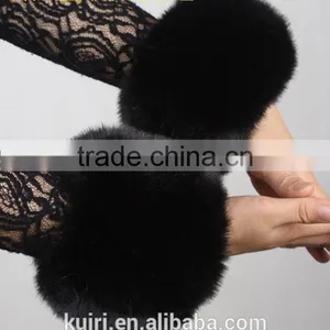 Factory Supply High Quality Extra Large Faux Fur Fox Fur Cuff Oversleeps Hand Ring Wristiest Gloves thumbnail-6