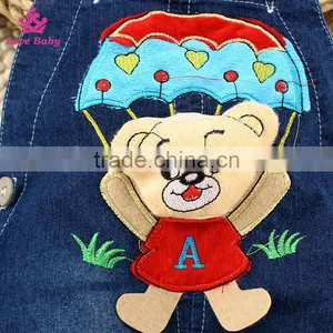 Parachute Little Bear Baby Denim Short Pants Overalls Kids Strap Jeans Pants thumbnail-2