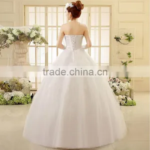 High Quality Strapless Pleats Muslim Wedding Dress thumbnail-4