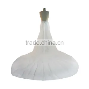 Spaghetti Strap Satin Wedding Dress Ivory Sheath/Column Dress thumbnail-5