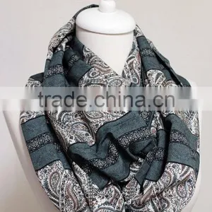 Floral Tribal Pattern Infinity Scarf, Circle Scarf, Scarves, Spring - Fall - Winter - Summer Fashion thumbnail-1