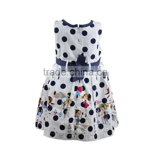 Casual Girl Cotton Polka Dot Printed Dress for Girls With a Bow thumbnail-2