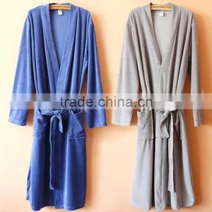 Luxury 5 Star Hotel Absorbent Cotton Cut Velvet Plain Dyed Bathrobe thumbnail-2