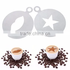 Amazon Hotting Eco-Friendly Cafe Foam Coffee Tools Durable Stainless Steel Coffee Templates Barista Stencils thumbnail-1