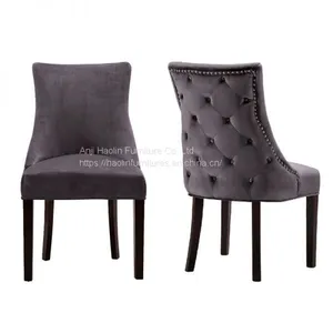 Bottoned Dining Chair With Solid Rubber Wood Legs thumbnail-1