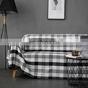 Custom Black and White Checker Sofa Protector Cover 100% Cotton Soft Plush Couch Cover thumbnail-6