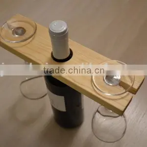 Accept OEM Solid Wooden Wine Holder With Two Glasses thumbnail-1