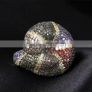 New Colorful Cubic Zirconia Pave Setting CZ Party Jewelry Trend Gold Thick Snake Ring thumbnail-4
