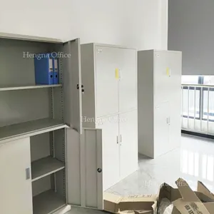 White Metal Filing Cabinet With Glass Doors | 1800mm Height Adjustable Shelf Office Storage Cabinet | for Enterprise Offices thumbnail-3