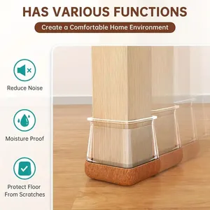 24 Pcs Chair Leg Floor Protectors Square, Silicone Chair Leg Covers Caps for Hardwood Floors With Wrapped Felt, Furniture Feet Protector Pads thumbnail-4