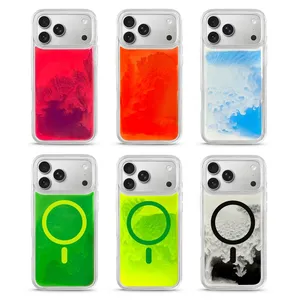 OEM/ODM Sand Liquid Luminous Custom Phone Cases for IPhone 15 16 17Pro Max Magnetic Shockproof Cell Phone Case for IPhone 17 Pro thumbnail-2