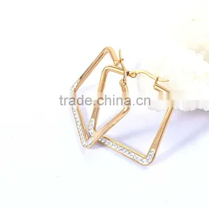 Square Shape Earrings Gold Stainless Steel Earrings for Women thumbnail-3