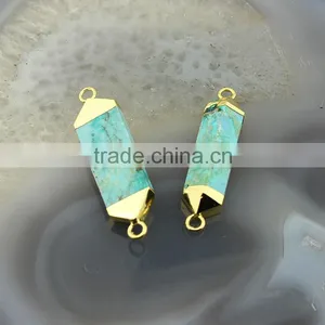JF8609 Gold Dipped Turquoise Connectors,double Bail Turquoise Charm thumbnail-1