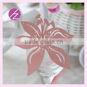 2016 New Design Paper Mandarin Duck Table Wedding Decoration Laser Out Place Card for Wine Glass JK-70 thumbnail-3