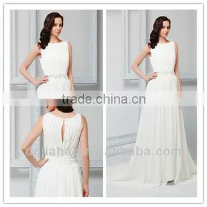 Bateau Ruched A Line White Wedding Dresses 2013 thumbnail-1