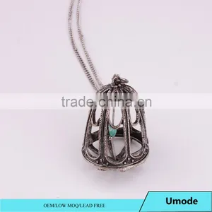 3D Birdcage Necklace Vintage Flying Bird Necklace Locket Indian Jewelry thumbnail-1