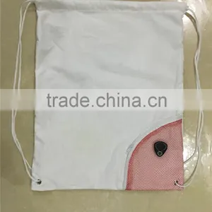 Recyle Cotton Gym Sack Drawstring Bag With Headphone Pocket thumbnail-1