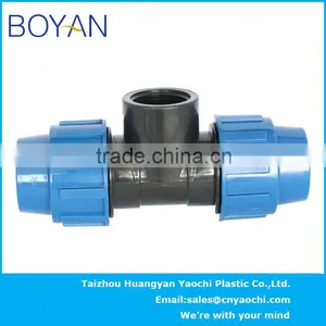 China Supplier PP Compression Quick Pipe Fittings for Irrigation Female Tee thumbnail-3