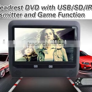 AC 2013 Newest Headrest Monitor DVD With USB/SD/IR/FM Transmitter and Game Function Car Pillow Headrest Monitor Dvd Player thumbnail-1