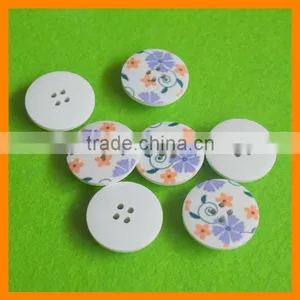 White Round Wooden Button With Printing thumbnail-1