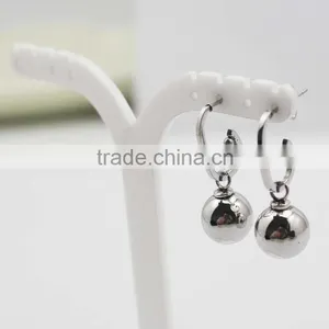 Silver Solid Stainless Steel Ball Pendant Fashion Earrings thumbnail-1