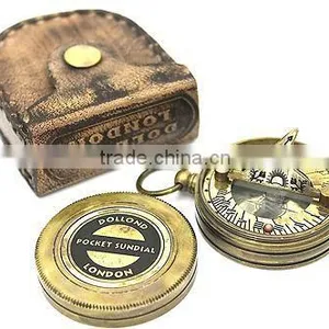 Dolland London Brass Sundial Compass & Leather Case thumbnail-1