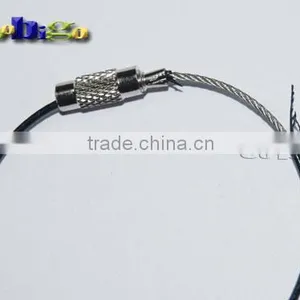 6"Stainless Steel Wire Keychain Cable With Black Rubber Twist Screw Locking Thinkness 1.5mm #FLQ042-B thumbnail-3