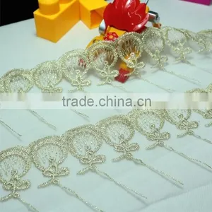Metallic Thread Mesh Embroidery Water-soluable Lace Crochet Guipure Lace Trim thumbnail-1