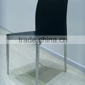 Black PVC Cover in Iron Powder Dining Chair thumbnail-1