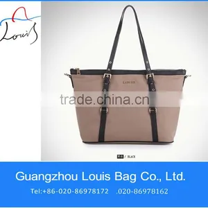 Elegant Ladies Canvas Handbag Genuine Cow Leather Canvas thumbnail-1