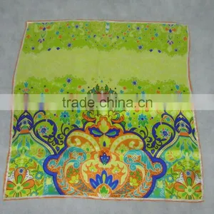 100% Silk Flower Printed 53*53cm Silk Scarves thumbnail-2