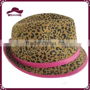 Unisex Fedora Short Brim Leopard Pattern Printed Hat thumbnail-3