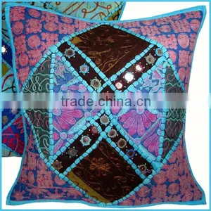 Ethnic Design Special Mirror Work Cotton Cushion Cover 45*45cm thumbnail-1