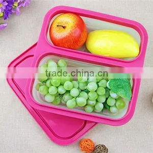 2 Cavity Silicone Bowl With Lid,leak Proof and Airtight Silicone Bowl,BPA Free Silicone Bowl thumbnail-1