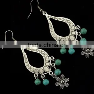 Gypsy Women Festival Jewelry Earrings Tibetan Silver Plated Round Beads Ear Hook thumbnail-6