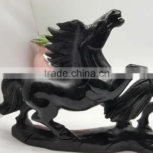 Obsidian Horse Sculpture Animal Carvings thumbnail-3