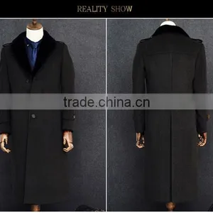 British Style Long Winter Jacket Men Woolen Jacket Blazers for Men Slim Fit thumbnail-5