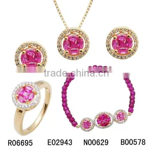 Fashion Wholesale Necklace Charms 18K Gold Or 925 Sterling Silver Plated Brass Jewelry Sets thumbnail-6