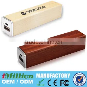 Square Wooden Universal Portable Power Bank 2600Mah Promotional Gifts For Mobile Phones thumbnail-1